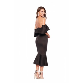 Black Sexy Off Shoulder Ruffled Cocktail Dress